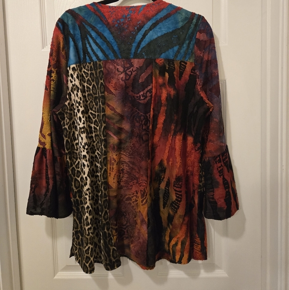 Multicolor Animal Print Tunic with Embroidered Neckline - Picture 9 of 14